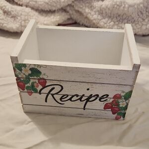 White Recipe Box with Strawberry Design
